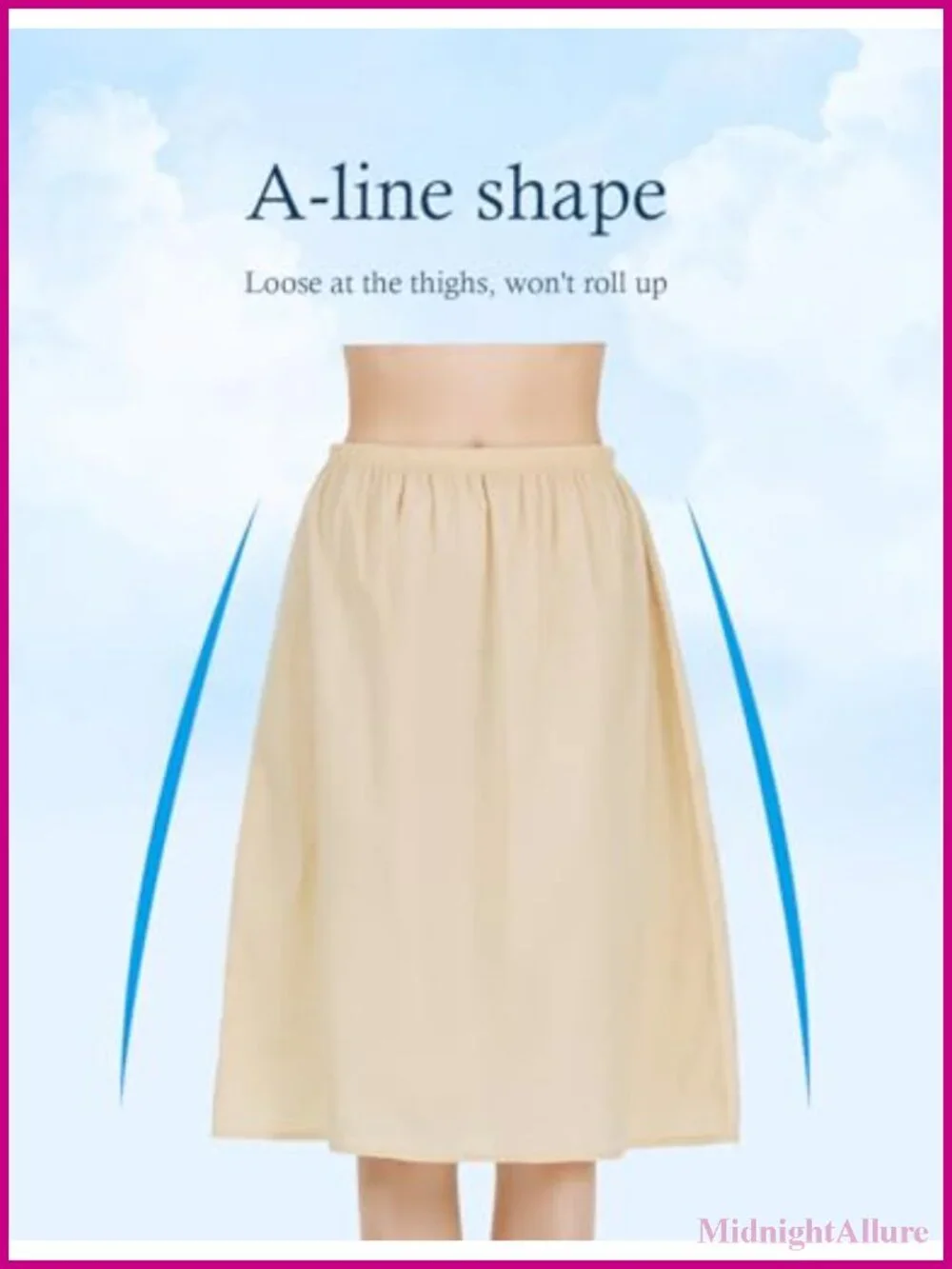 Cotton Half Slip A-Line Underskirt Anti-Static Knee Length 3 Lengths